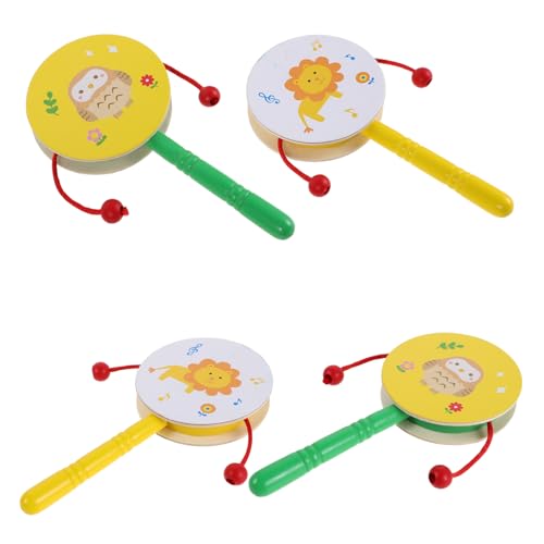 FRCOLOR 4stücke Holz Trommel Spielzeug Für Kleinkinder Mit Rhythmus-Maracas Und Schlagrasseln Affentrommel-schlagspielzeug Und Mexikanische Drehtrommel Als Musikinstrumente Für Junge von FRCOLOR