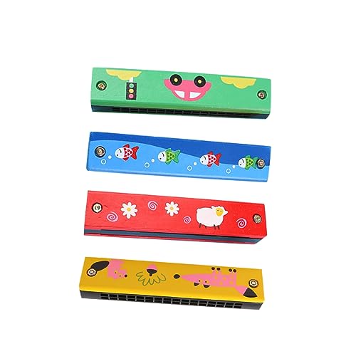 FRCOLOR 4 Stück Teiliges Holz Mundharmonika für Doppelreihe Pädagogisches Musikinstrument Zufälliges Muster für Frühkindliche und Musikspielzeug FRCOLOR 4 Stück Teiliges Holz Mundharmonika für Doppelreihe Pädagogisches Musikinstrument Zufälliges Muster für Frühkindliche und Musikspielzeug von FRCOLOR