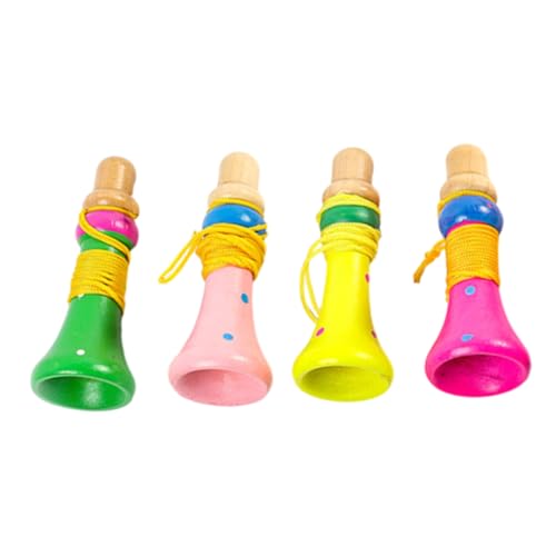 FRCOLOR 4 Stück Teiliges Holz Trompeten für Pädagogisches Blasinstrument Leichte und Sichere Kinderinstrumente in Gemischten Farben für Musikalische Früherziehung und Partys von FRCOLOR