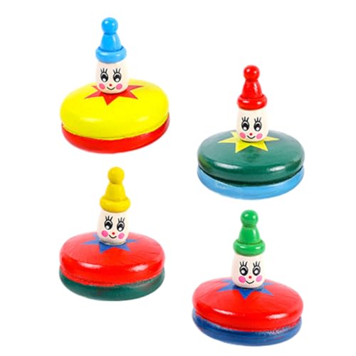 FRCOLOR 4 Stück Teiliges Holz karussellspielzeug für Handbetrieben Buntes Cartoon Design Leicht und Spielerisch Feinmotorik ohne Batterien für Junge Mädchen und Jungen von FRCOLOR