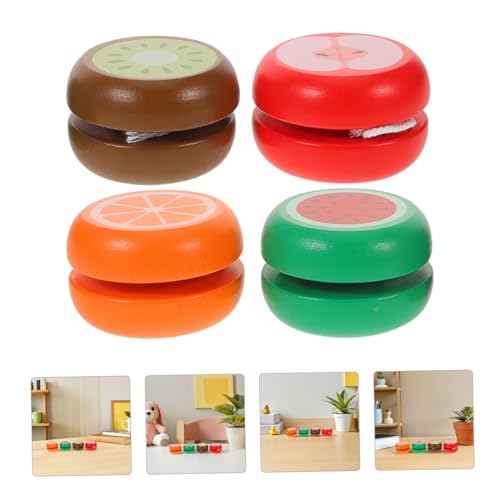 FRCOLOR 4 Stück Teiliges Holz-yoyo mit Süßen Früchtemotiven Reaktionsschnell für Anfänger Fördert Hand-Auge-koordination als Geschenk Partyspielzeug und Lernspielzeug für Draußen von FRCOLOR