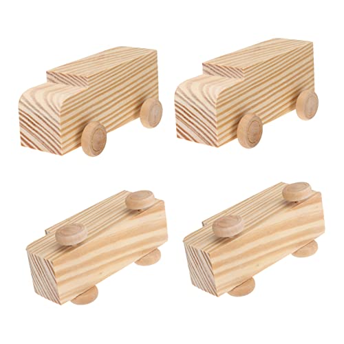 FRCOLOR 4 Stück Teiliges Holzauto zum Bemalen Handbemalte DIY Graffiti Modelle Kreatives Bastelspielzeug für Kindergarten Glatte Oberfläche für Kinderhandwerk und Kreative Gestaltung von FRCOLOR