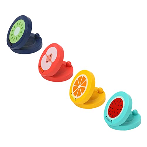 FRCOLOR Kastagnetten aus Holz für Kinder – 4 Stück Fingerkastagnetten mit Fruchtmuster Musikinstrument für Babys und Kleinkinder Rhythmusspielzeug zur SEH und von FRCOLOR