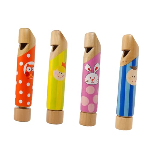 FRCOLOR 4 Stück Teiliges Holzpfeifen Pädagogisches Musikinstrument Kleine Handliche Holzpfeifen als Lernspielzeug und Geschenk für Kindergarten und Kleinkinder Zufällige Zufällige Farbe von FRCOLOR