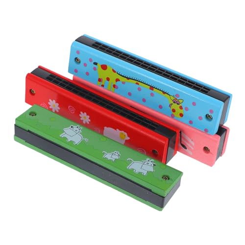 FRCOLOR 4 Stücke Tragbare Kindermundharmonikas Anfänger Musikspielzeug aus Holz 16 Löcher Leicht zu Erlernen für Schule und Reisen von FRCOLOR