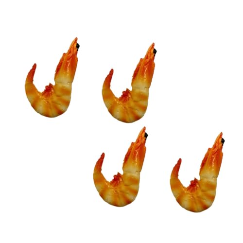 FRCOLOR 4 Stück Teiliges Künstliche Garnelen Modelle aus PVC Realistisch Gestaltete Shrimp Spielzeuge Dekorative Essensattrappen für Fotografie Partydeko zum Rollenspiel Geeignet von FRCOLOR