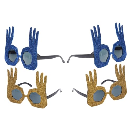 FRCOLOR 4 Stück Teiliges Lustige Finger-sonnenbrillen in Gold und Blau Brille für Frauen Robuste Party-accessoires Witzige Kostümbrille für Fotos und Feiern von FRCOLOR