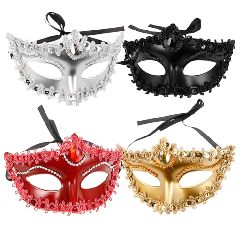 FRCOLOR 4 Stück Teiliges Maske Cosplay Halbmaske für Kostümparty Dekorative Masken Schwarz Rot Gold und Silber für Aufführungen und Tanzveranstaltungen FRCOLOR 4 Stück Teiliges Maske Cosplay Halbmaske für Kostümparty Dekorative Masken Schwarz Rot Gold und Silber für Aufführungen und Tanzveranstaltungen von FRCOLOR
