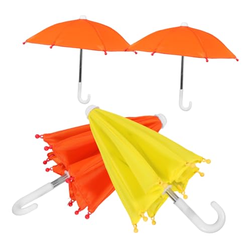 FRCOLOR 4 Stück Teiliges Mini Puppen Regenschirm zum Öffnen und Schließen Realistisch Gestaltete Sonnenschirme in Gelb und Orange Passend für Puppen Leicht und Dekorativ für Puppenzubehör von FRCOLOR