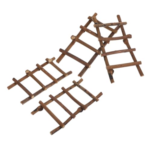FRCOLOR 4 Stück Teiliges Mini Rattan Leiter Realistische Miniaturleiter für Puppenhaus Mikro Landschaft Garten Dekoration DIY Basteln von FRCOLOR