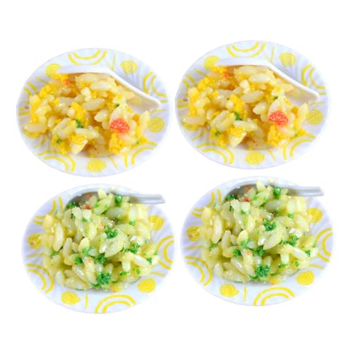 FRCOLOR 4 Stück Teiliges Miniatur Essen Realistische Simulation Gebratener Reis Modelle Lebendige Farben Langlebig und Dekorativ Puppenhaus Zubehör für Kinderküche und Rollenspiele von FRCOLOR