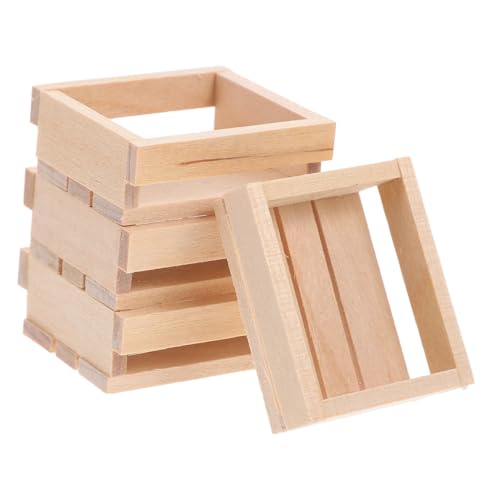 FRCOLOR 4 Stück Teiliges Miniatur Holzkisten für Puppenhaus Dekoration Vielseitige Mini Holz aufbewahrungsboxen für Kleine Gegenstände Geeignet für Miniatur Garten und Kreatives Basteln von FRCOLOR