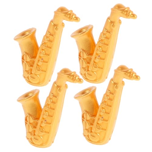 FRCOLOR 4 Stück Teiliges Miniatur Saxophon für Puppenhaus Realistisch Gestaltete Musikinstrument Dekoration Spielerisches Zubehör für Detailgetreues Mini Saxophon als Sammelobjekt und von FRCOLOR