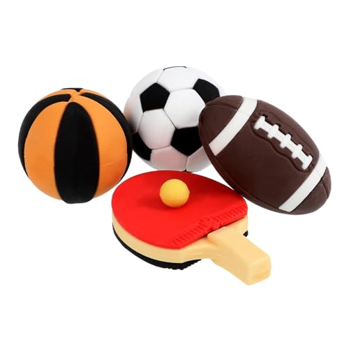 FRCOLOR 4 Stück Teiliges Miniatur Sportmodell Basketball Fußball Rugby Tischtennis Puppenhaus Dekoration Fotorequisite Mini Haus Zubehör Zufällige Farbe Zufällige Farbe von FRCOLOR