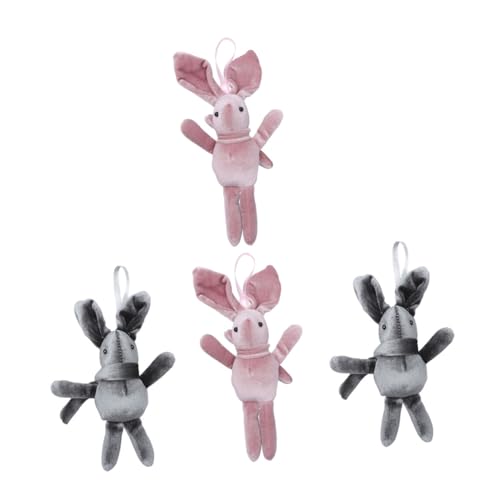 FRCOLOR 4 Stück Teiliges Plüschhase mit Rosa und Grauen Anhängern Niedliche Kuscheltiere als Schlüsselanhänger und Taschen deko Süße Rabbit Doll Anhänger für Zuhause Party Auto und von FRCOLOR