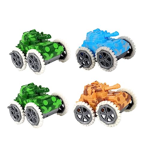 FRCOLOR 4 Stück Teiliges Pull Back Spielzeugauto Panzerform Robustes Kunststoffmaterial Interaktives Kinderspielzeug für Jungen und Mädchen Kreativität und Motorischen Fähigkeiten von FRCOLOR