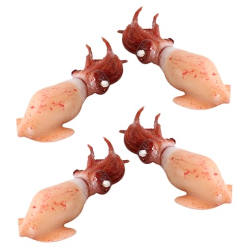 FRCOLOR 4 Stück Teiliges Realistisches Modell Kleine Lebensechte Squid Dekofigur Künstliche Meeresfrüchte Simulation für Küchen Party und Ladendekoration Kompakt und Detailgetreu von FRCOLOR