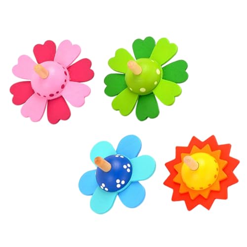 FRCOLOR 4 Stücke Kinder Holz Gyro Spielzeug Rotierendes Kognitives Spielzeug für Mädchen und Jungen Pädagogisches Kreiselspielzeug für Geburtstagsfeiern und Feiertage von FRCOLOR