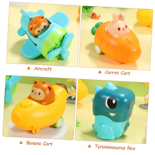 FRCOLOR 4 Stück Teiliges Spielzeugautos mit Niedlichen Tiermotiven Bunte Kunststoff Kinderfahrzeuge ohne Batterien Motorikfördernde Lernspielzeuge für Kleinkinder und Junge Mädchen von FRCOLOR