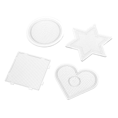 FRCOLOR 4 Stück Teiliges Transparente Steckplatten aus Kunststoff für DIY Bildungswerkzeug mit Kleinen Quadratischen Sechseckigen Runden und Herzförmigen Formen Fördert Kreativität und von FRCOLOR