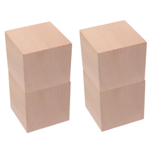 FRCOLOR 4 Stück Unvollendete Holzblöcke für DIY Bastelmaterial für Kreatives Spiel und Matheunterricht zur Geometrischen von FRCOLOR