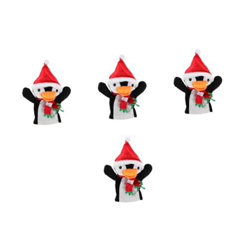 FRCOLOR 4 Stück Weiche Weihnachts Pinguin Handpuppe Plüsch Fingerpuppenspielzeug für Eltern-Junge Mädchen Interaktives Geschichtenerzählen Kreatives Rollenspiel von FRCOLOR