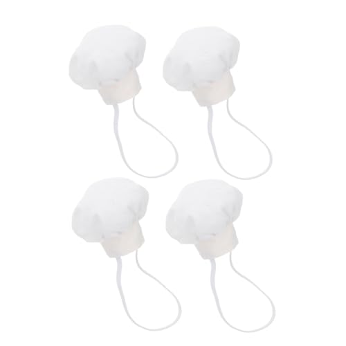 FRCOLOR 4 Stück Weiße Mini Kochmützen für Puppen Kleine Stoff Hauben Sichere Passform für Puppen Puppenhäuser DIY Bastelprojekte und Partydekorationen von FRCOLOR