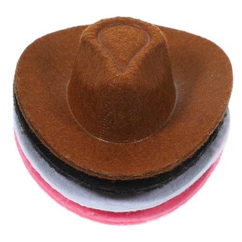 FRCOLOR 4 Stück Western Cowboyhüte aus Nonwoven Filigrane Hüte für Puppenhaus Handliche Miniaturhüte für DIY Bastelprojekte Bunte Farben Geeignet für Puppenzubehör und Zufällige Farbe von FRCOLOR