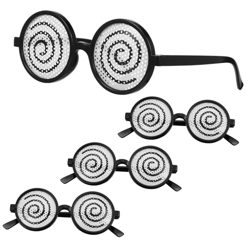 FRCOLOR 4 Teiliges Kreative Partybrillen Leichte und Bequeme Cosplay Eyeglasses mit Rundem Rahmen Witzige Foto Requisiten für Fasching Karneval Tanz und Bühnenauftritte von FRCOLOR