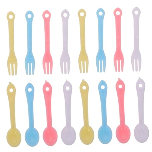 FRCOLOR 40 Sätze Bunte Mini Gabeln Löffel für Puppenhaus Küchenzubehör Kleine Utensilien für Kreatives Kinderspiel und Detailreiche Miniaturdekoration von FRCOLOR