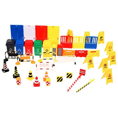 FRCOLOR 40 Stück Miniatur Verkehrsschild Teiliges Lernspielzeug für Realistischen Straßenschildern und Verkehrszeichen für Kreatives Spiel im Freien von FRCOLOR