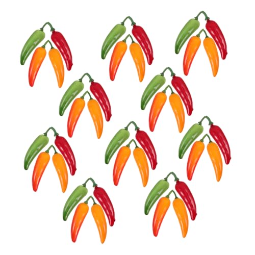 FRCOLOR 40 Stück Teiliges Realistische Chili Deko Künstliche Paprika Modelle Rot Grün Gelb Vielseitig für Events Lehre und Partyaccessoires Detailgetreu und Dekorativ von FRCOLOR