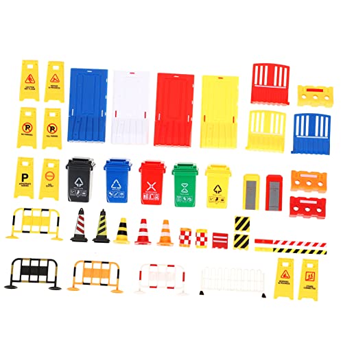 FRCOLOR 40 Stück Teiliges Verkehrsschild Spielzeugset für Miniatur Straßenschilder Verkehrszeichen und Leitkegel für Kognitive Lernspiele im Freien für Straßenverkehrsunterricht von FRCOLOR