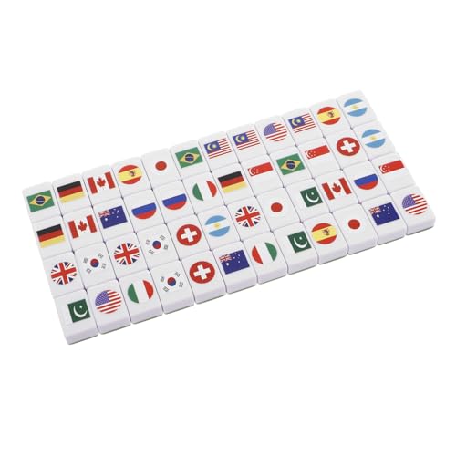FRCOLOR 48 Stück National Flag Mahjong Set Vielseitige Spielsteine für Familien und Partyspiele Einsteigerfreundlich Robustes Material Verschiedene Spielmodi für Endlosen Spaß von FRCOLOR