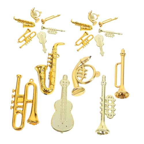 FRCOLOR 48 Stück Teiliges Mini musikinstrumenten Set für Puppenhaus Detailgetreue Goldfarbene Miniatur Violine Trompete Saxophon und Cello aus Kunststoff Dekoratives Zubehör für Mini von FRCOLOR