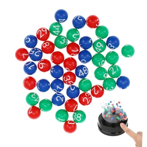 FRCOLOR 49 Stück Teiliges Bingo Zahlen Kugel aus Bruchsicherem Kunststoff Bunte Raffle Bälle für Erwachsene Partyspiele Langlebig Einfach zu Verwenden für Tombola und Gesellschaftsspiele von FRCOLOR