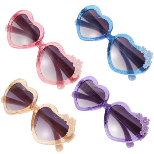 FRCOLOR 4Stücke Herz Sonnenbrillen für Kreative Cosplay Requisiten Transparente Blumenmuster für Partys Strand Festivals von FRCOLOR