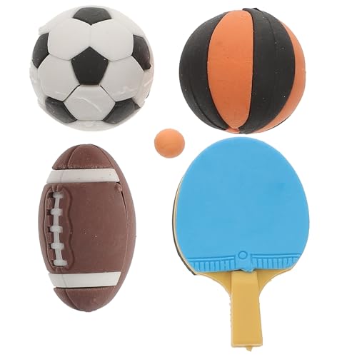 FRCOLOR 4Stücke Miniatur Sportmodell Fußball Basketball Rugby Tischtennis für Puppenhaus Dekoration und Miniaturspielzeug Aus Hochwertigem Langlebigem Material von FRCOLOR