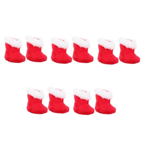 FRCOLOR 5 Paare Weihnachtliche Miniatur Puppenstiefel aus Plüsch Detailreich Verarbeitet Strapazierfähig Realistische Optik Geeignet als Puppenhaus Dekoration und Zubehör für Amerikanische von FRCOLOR