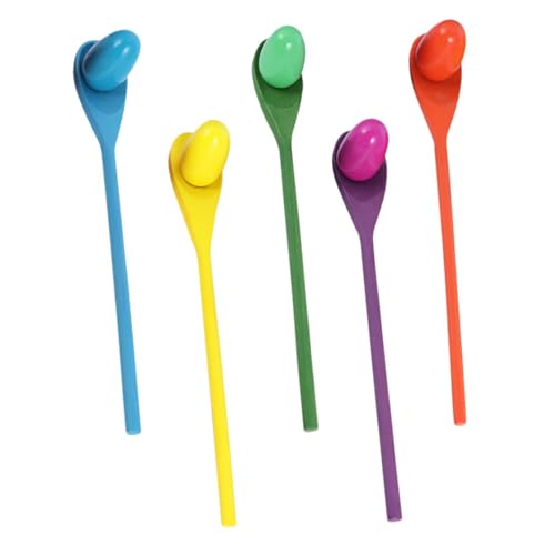 FRCOLOR 5 Sätze Holz Balancetraining Outdoor Eier-löffel Rennen für Mädchen und Jungen Bewegungsspiel Gleichgewicht und Koordination Zufällige Farbe von FRCOLOR