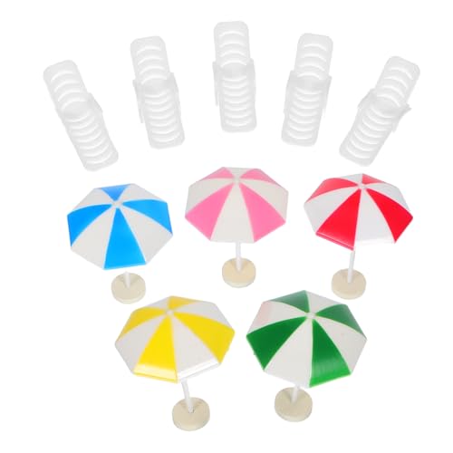 FRCOLOR 5 Sätze Mini Strand Sonnenschirme und Stühle aus Robustem Leichte Puppenhaus Deko für Mikro Strandlandschaften für DIY Garten Fotorequisiten und Miniatur Szenen von FRCOLOR
