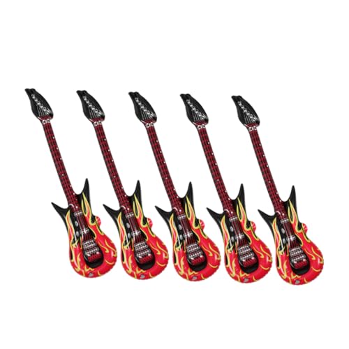 FRCOLOR 5 Stück Aufblasbare Flammen Gitarre Teiliges PVC Leichtes Partyspielzeug für Sicherer Ventilrock Musikinstrument Kindergeburtstag Deko von FRCOLOR