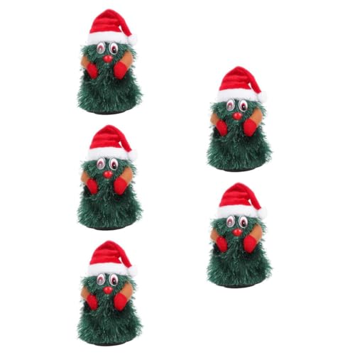 FRCOLOR 5 Stück Elektrische Rotierende Mini-Weihnachtsbaum-Puppe Geräuscharm Kuscheliges Vielseitige Weihnachtsdeko für Wohnzimmer und Schlafzimmer Batteriefrei von FRCOLOR