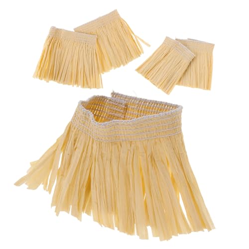 FRCOLOR 5 Stück Hawaiian Grass Dance Skirt Teiliges Kostüm mit Quasten für Erwachsene für Luau Partys Strandveranstaltungen Halloween Dress Up Events von FRCOLOR