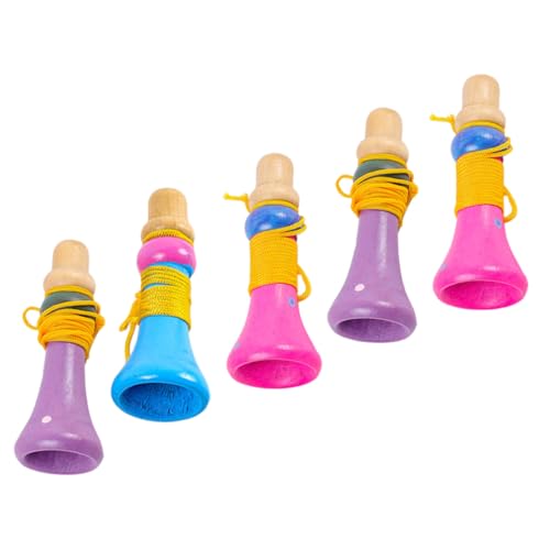 FRCOLOR 5 Stück Holz Trompete Buntes Musikinstrument Pädagogisch Sicher Glatte Oberfläche Lernspielzeug für Kleinkinder und Partyspaß von FRCOLOR