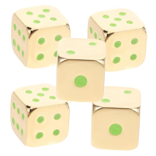 FRCOLOR 5 Stück Metall Würfel mit Abgerundeten Ecken Goldfarbene Leuchtende Spielwürfel für Tischspiele Party und Brettspiele Langlebige Nachtlicht dice für Bar und Familie von FRCOLOR