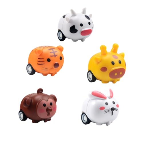 FRCOLOR 5 Stück Mini Rückziehspielzeugautos Friktionsbetriebene Fahrzeuge mit Cartoon Tiermotiven für Motorik und FRCOLOR 5 Stück Mini Rückziehspielzeugautos Friktionsbetriebene Fahrzeuge mit Cartoon Tiermotiven für Motorik und von FRCOLOR