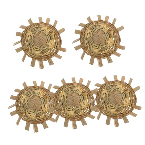 FRCOLOR 5 Stück Mini Strohhüte Handgefertigt Leicht Gelb DIY Bastelmaterialien für Puppenhaus Dekoration Landhausstil Handstrickmütze von FRCOLOR