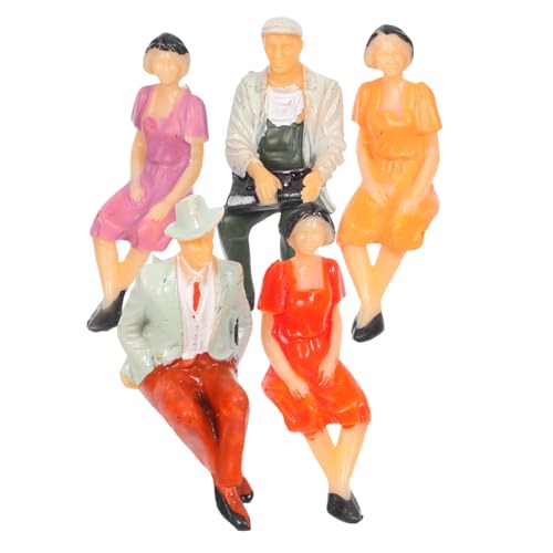 FRCOLOR 5 Stück Miniatur Figuren Bunte Sitzende Modellmenschen Realistische Kunststofffiguren für Architekturmodelle Dioramen Miniaturhäuser und Bastelprojekte von FRCOLOR