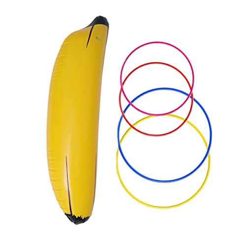 FRCOLOR 5 Stück Teiliges Aufblasbares Banane Ringwurfspiel aus Dickem PVC Umweltfreundlich Sicher für Buntes Poolspielzeug und Partydeko für Kindergeburtstag und Indoor Spielspaß von FRCOLOR